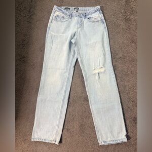 Wild Fable Light Blue Mid-Rise Straight Distressed Women Jeans